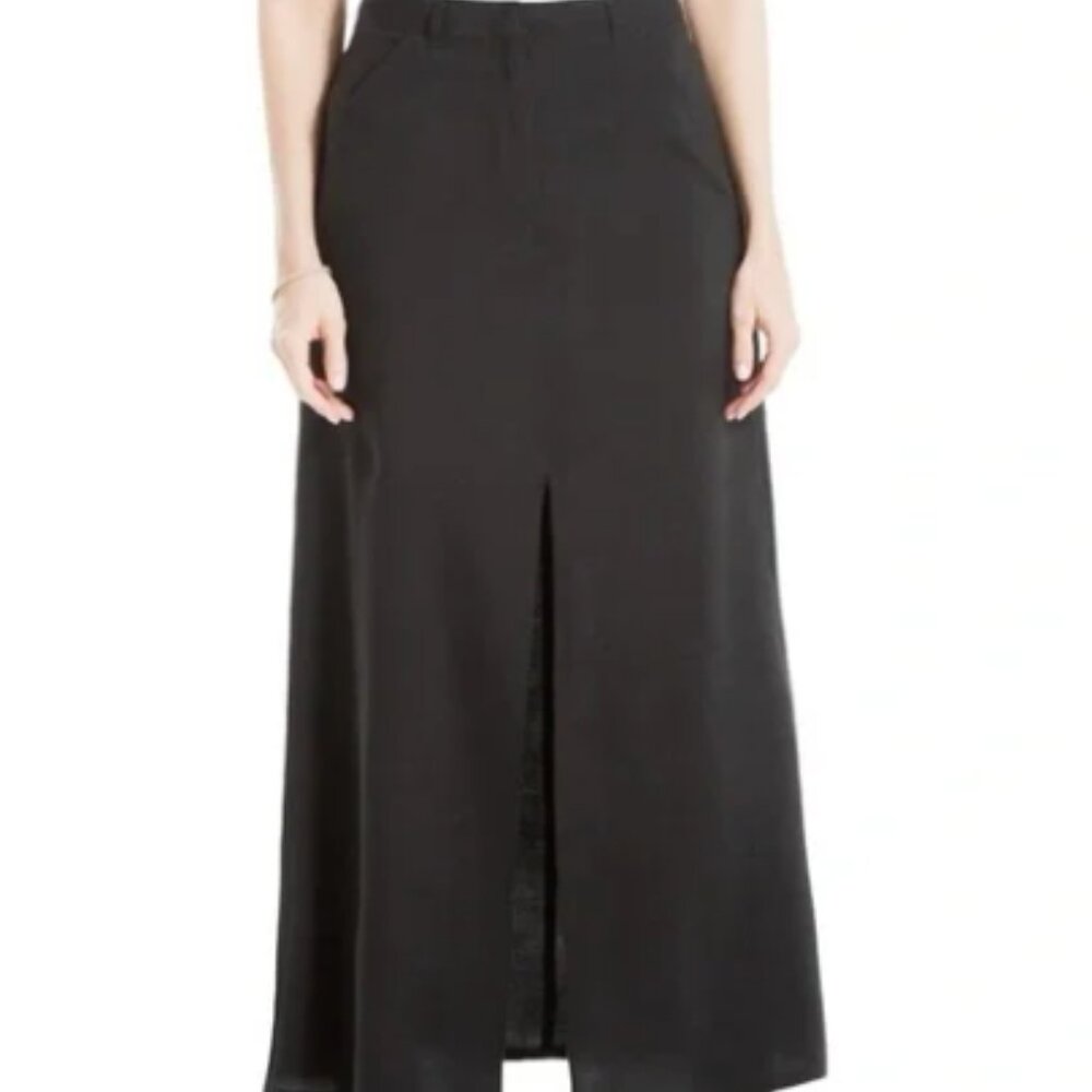 Max Studio A-Line Front Split Skirt Black